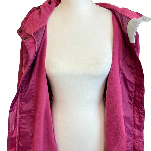 Vintage LL BEAN Pink Hooded Rain Jacket Sz‎ L Fleece Lined Travel Packable - Picture 12 of 15